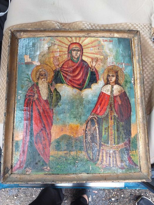 Icoana veche,Sv. Varvara , Sv. Mercurii