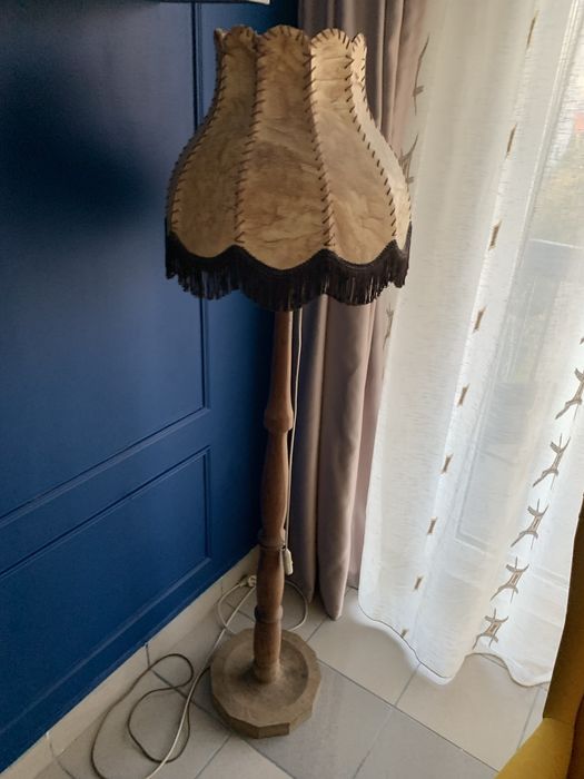 Lampa / lampadar podea cu abajur piele influenta Art Deco