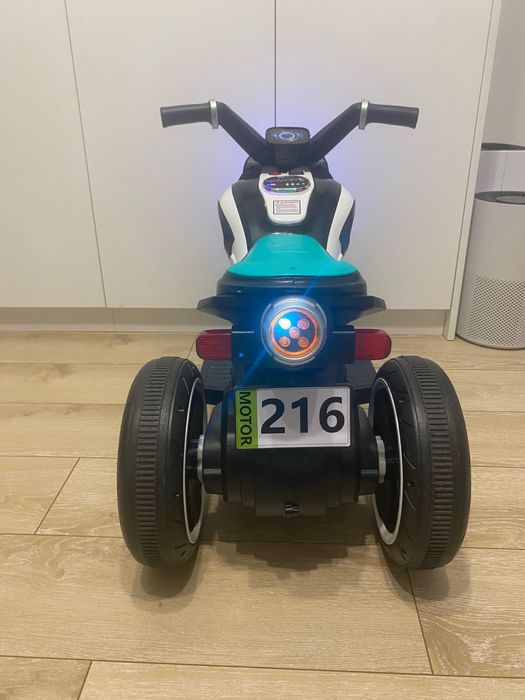 Motocicleta Electrica Pentru Copii, Muzica Si Lumini, 2 Motoare, Negru/Verde, 12V - 216PS Performanta – 2 motoare, baterie 12V