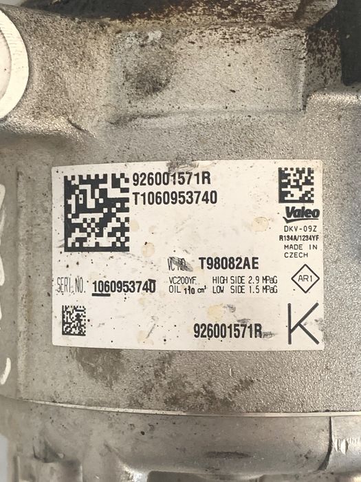 Compresor Ac Dacia Duster 2021 Euro6 - > 1.5 Dci 115 4X4 K9Ku8 Oem T