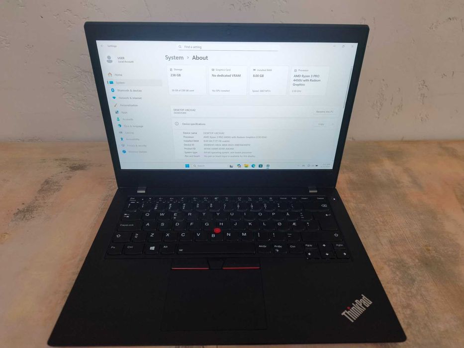 Lenovo ThinkPad L14 Gen 1 / Ryzen 3 PRO / 8GB / 256GB SSD / FHD / Клас A