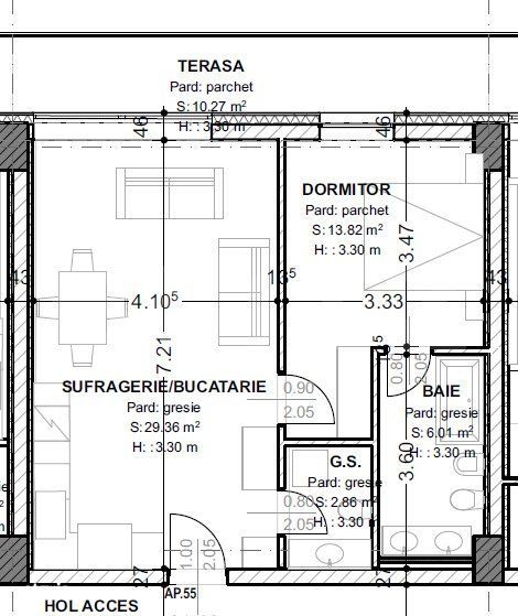 Apartament de vanzare, cu 2 camere, 62 mp, terasa 10 mp, zona centrala — fotografia 1
