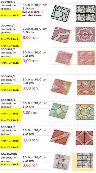 Forme,matrite pentru gard,pavele,dale,borduri,coame,DECOFROL, colorant