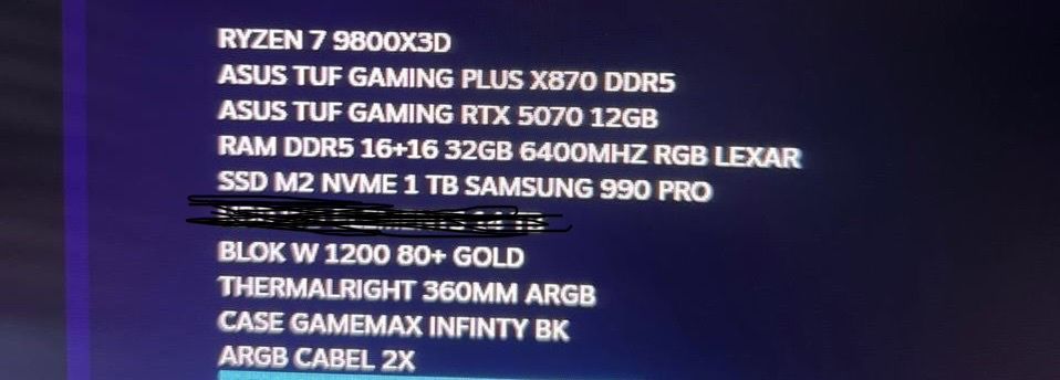 Kompyuter Ryzen 7 9800X3D