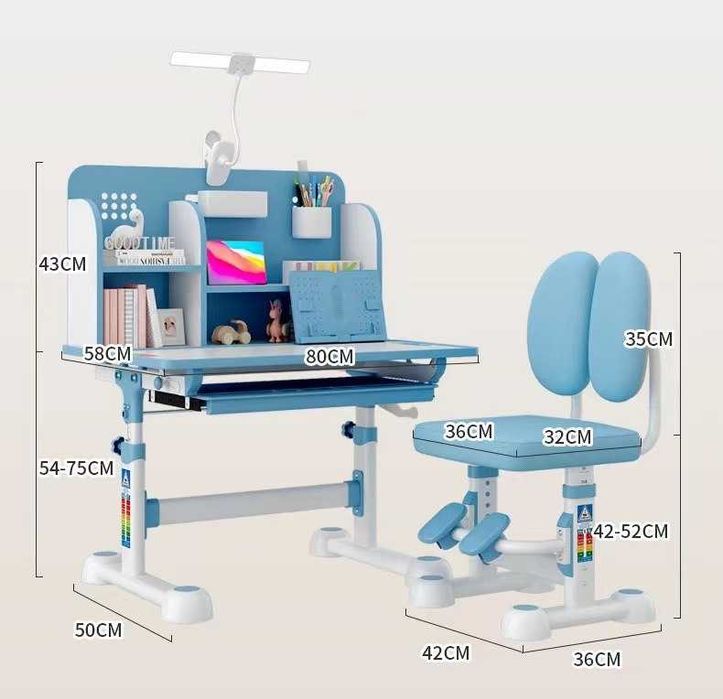 Fiona Растущая парта для школьника, регулируемый стул