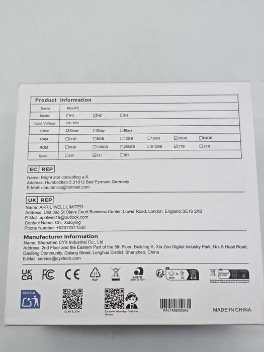 Mini PC NiPoGi Hyper H2/ i9-11900H/ 32gb RAM/ 1 TB SSD, Nou