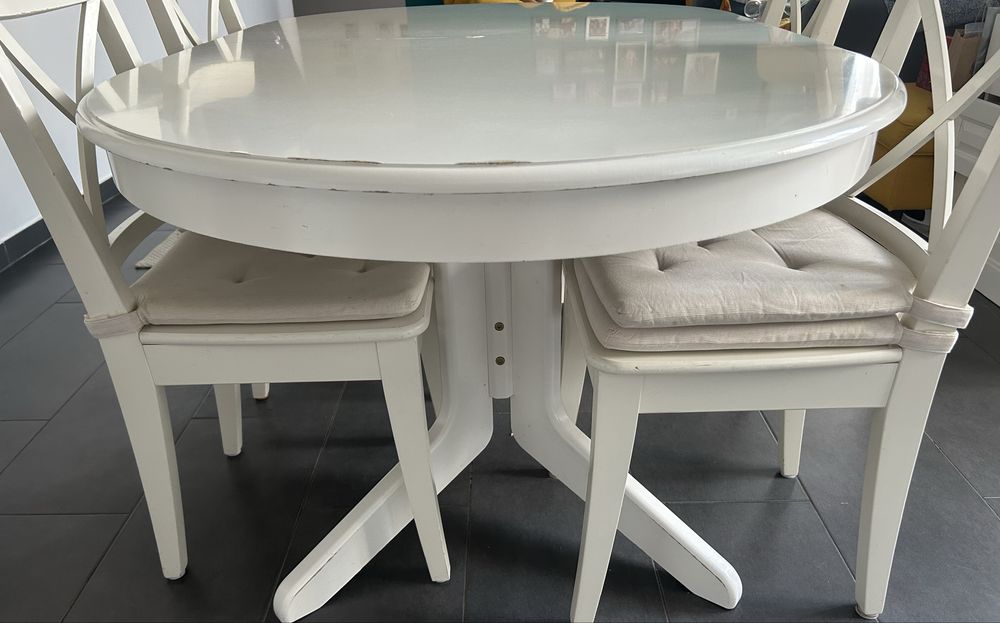 Masa alba cadru lemn Kika extensibilă,, 160/215x110 cm