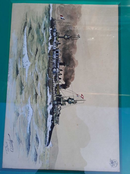 tablou acuarela tus semnat Morariu Silviu datat 1958