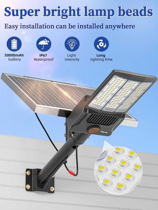 Ofuray Of-10000W соларна улична лампа с дистанционно, 6500К, IP67