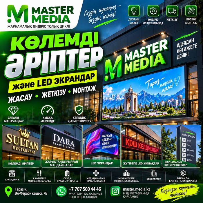 Наружная реклама. Поллиграфия. Сыртқы жарнама, вывески, обьемные буквы