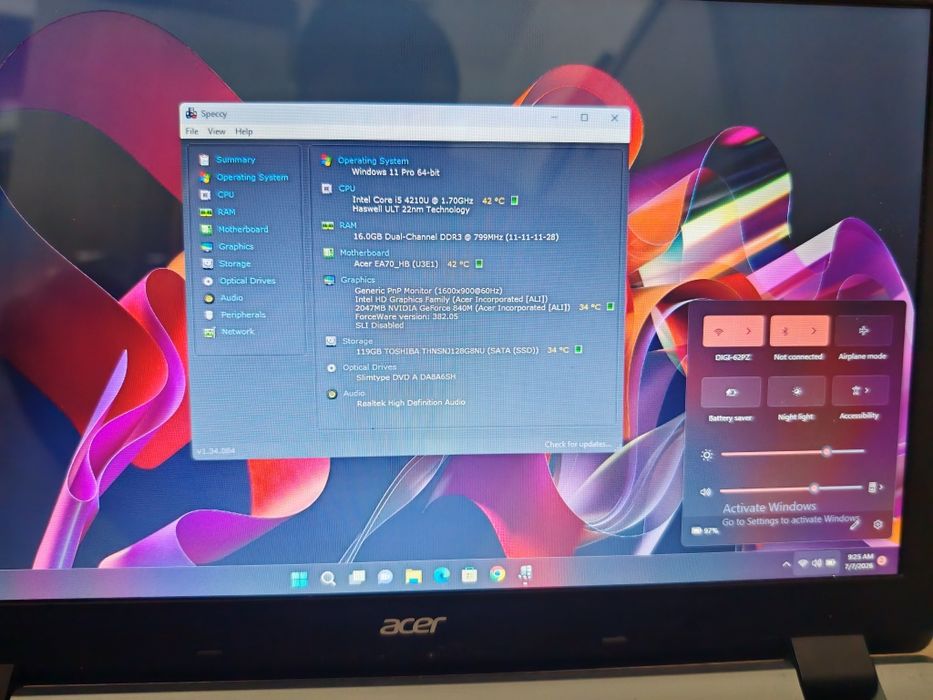 Acer Aspire cu i5 gen4 și ssd