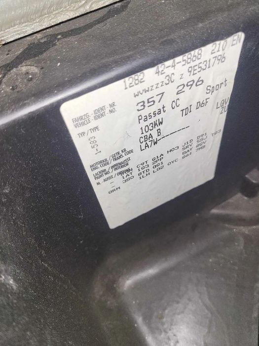 Bara fata/Bara spate/Capota spate/Usa dreapta fata/Usa dreapta spate/Usa stanga spateVolkswagen Passat CC