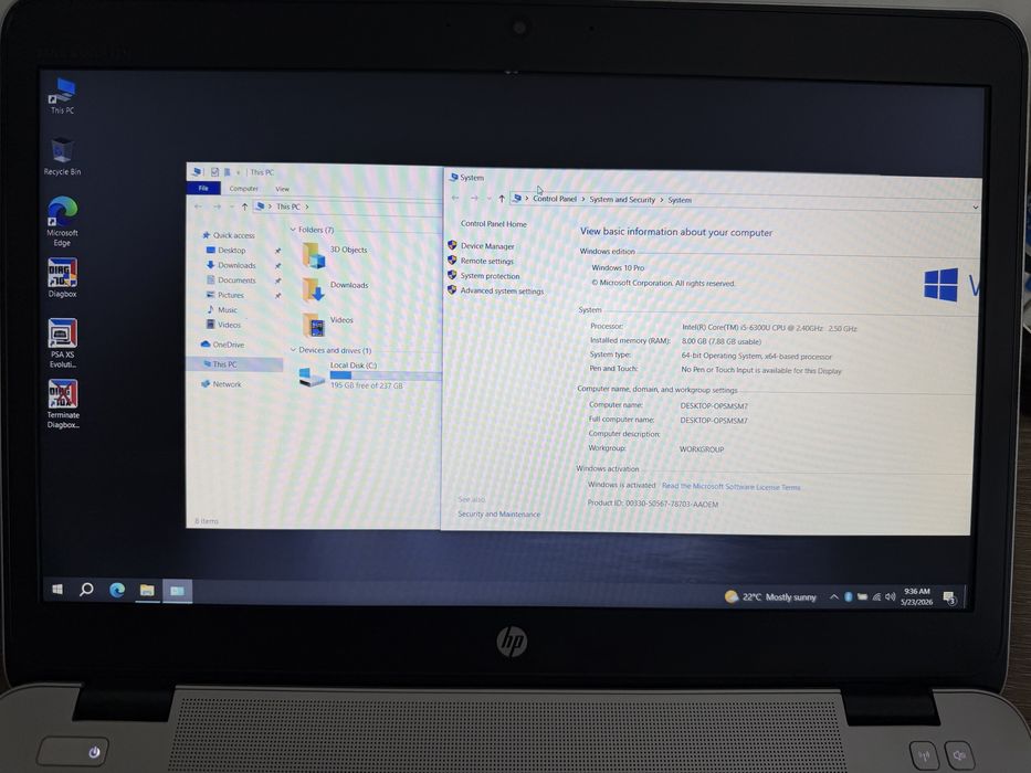 Tester/Diagnoza Lexia Full Chip Peugeot/Citroen/Ds+Laptop Hp G3 840 cu i5, 8Gb Ram, SSD 256 gb, baterie noua
