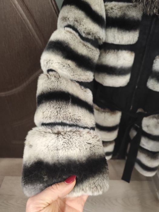 Дълго 78см/Естествена кожа и естествен косъм от чинчила мл-320лв