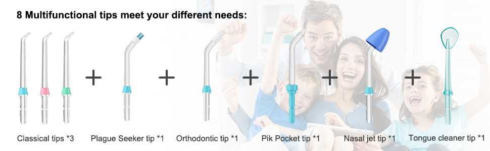 Професионален зъбен душ Apiker – 10 степени, 8 накрайника