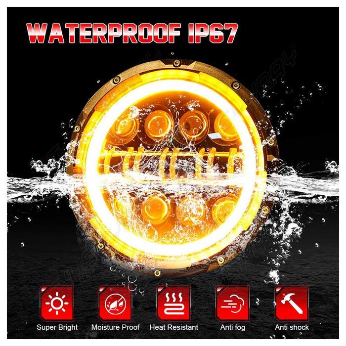 200W LED Фарове 7 инч за Lada Niva, Nissan Terrano 2, Cherokee KJ и др