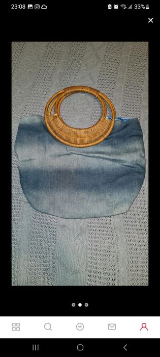 Сумка с деревяной ручкой