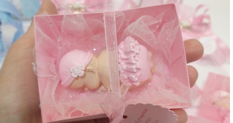 Гипсови фигурки мече/цветя/бебе за погача или кръщене