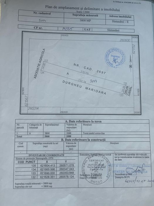 Teren extravilan 5800 m2 Sintandrei