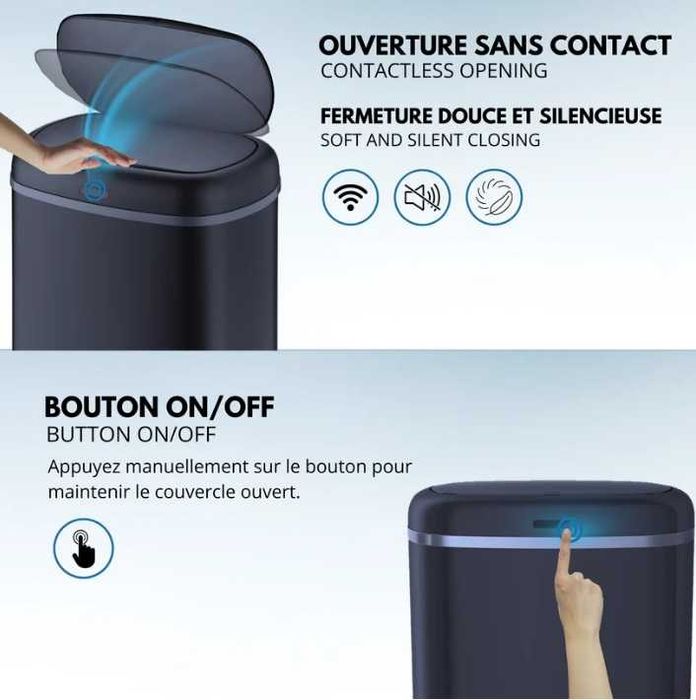 Coș de gunoi automat de bucătărie LOGAN 58L, gri mat