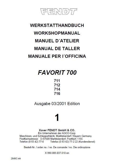 Manual service tractor Fendt FAVORIT 700 VARIO 711 712 o 714 716