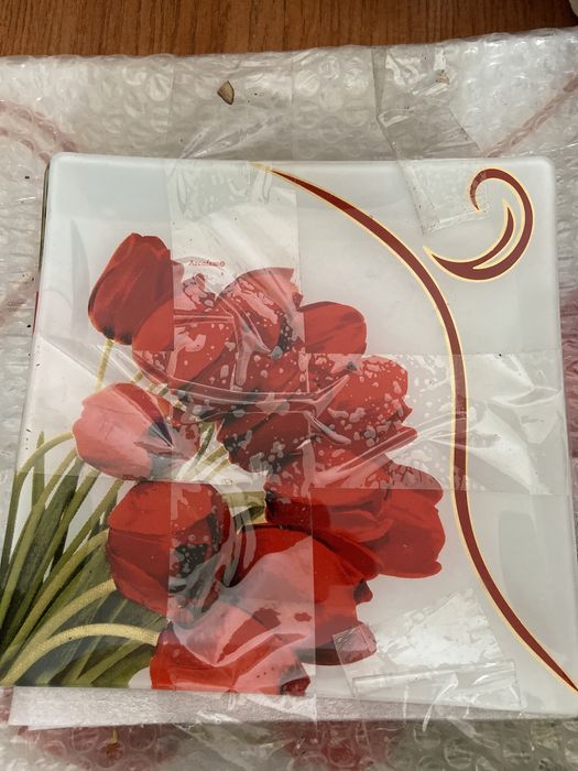 Набор тарелок, гусь хрустальный