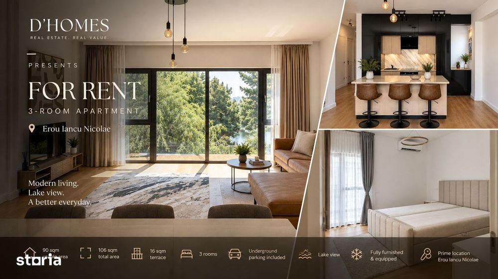 For Rent | Premium 3-Room Apartment | 90 sqm | Lake View