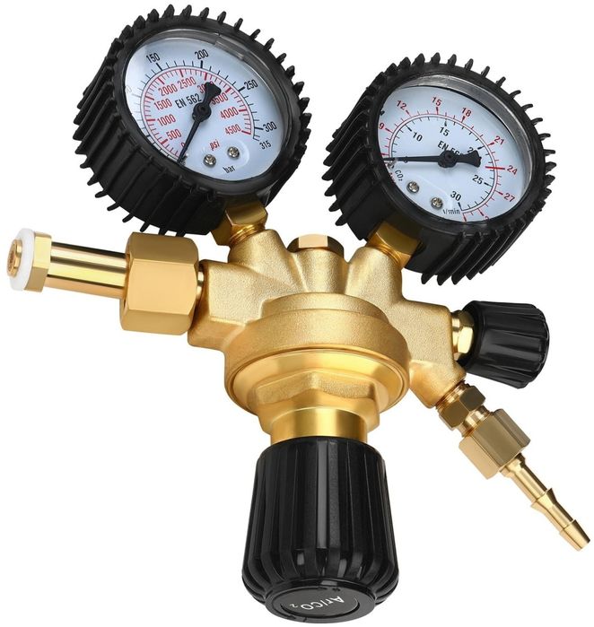 Reductor butelie AR/CO2 XD1822 pentru sudură, cu manometre, reglaj precis și debit maxim 32 L/min