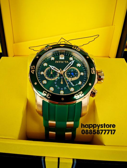 INVICTA SCUBA Green/Gold 48mm, Инвикта нов ръчен часовник