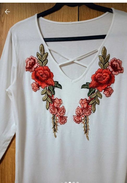 Bluză alba cu broderie superbă - Amisu - reduceri la seturi