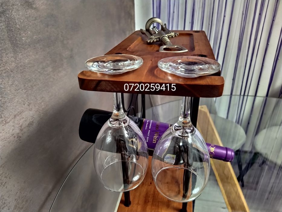 Suport de Vin Premium din Lemn - Raft elegant independent pentru 6 ST