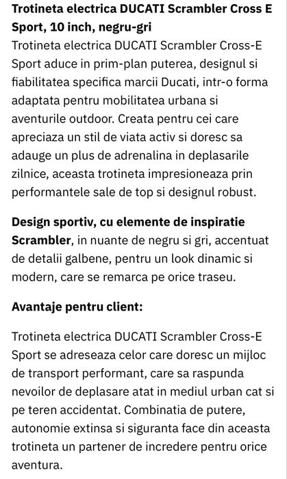 Trotineta Electrica Ducati Cross-E Sport