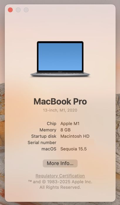 MacBook Pro 13” M1 8/8; 8GB; 512GB