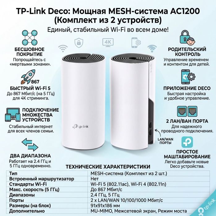 Продам роутер wifi mesh TP-link deco m4