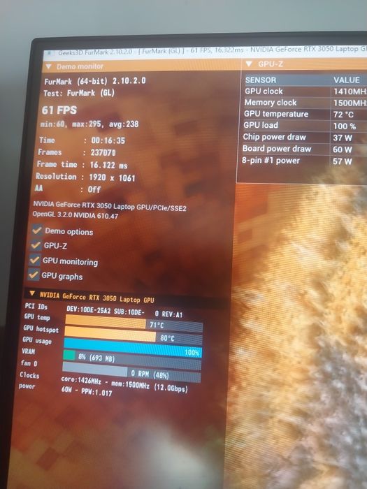 GTX 1660 6GB/RTX 3050 8GB mobile