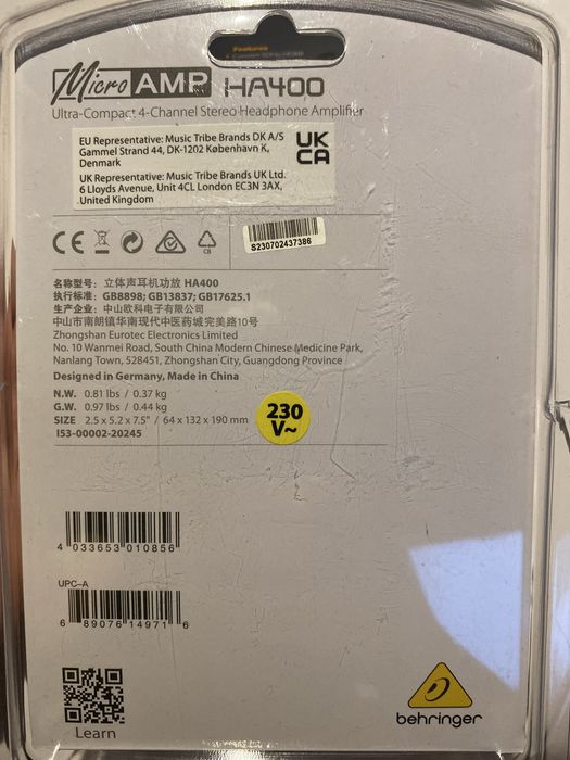 Mixer-Amplificator audio stereo ultra-compact, 4 canale Behringer