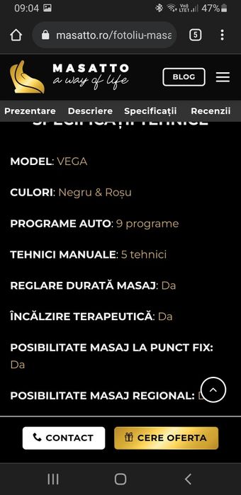 Vand fotoliu masaj de la Massato VEGA
