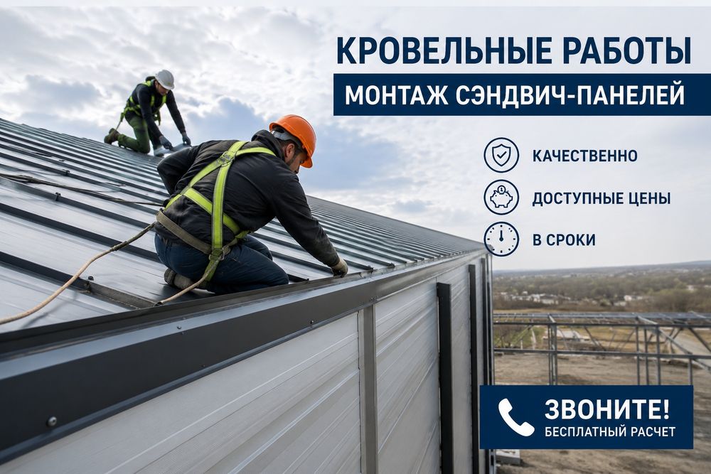 Кровельные работы, сэндвич панели