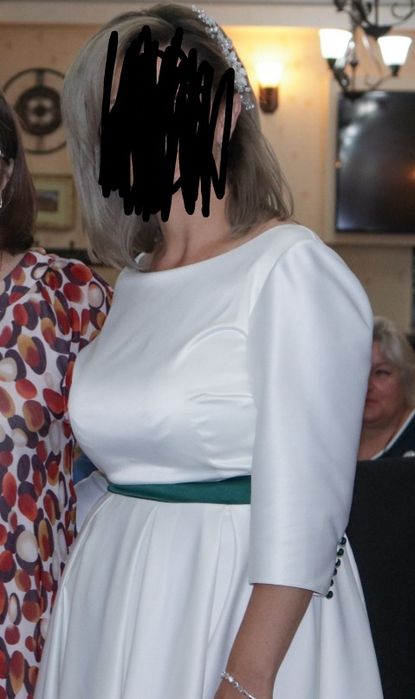 Rochie midi, ivoire, tafta, facuta pe comanda