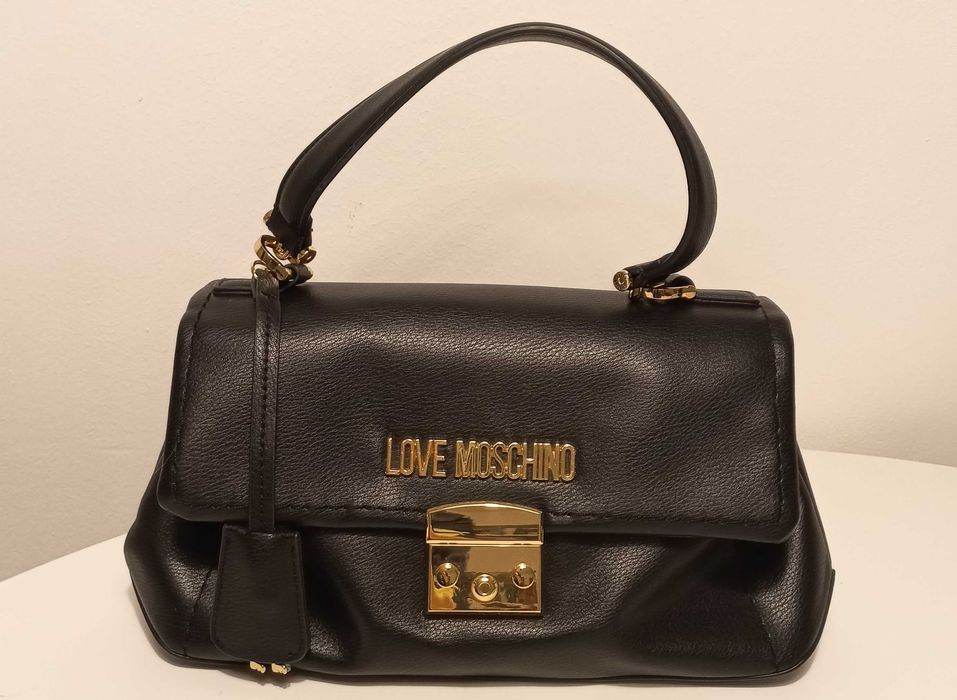 Geanta Originala Noua Love Moschino, Neagra, 19X30X11