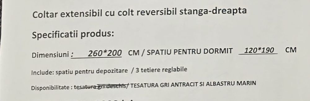 Vand coltar nou  extensibil, reversibil stânga - dreapta