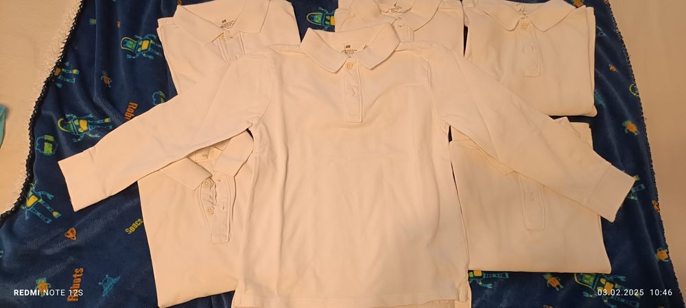 Bluza alba polo cu maneca lunga scoala 110-116