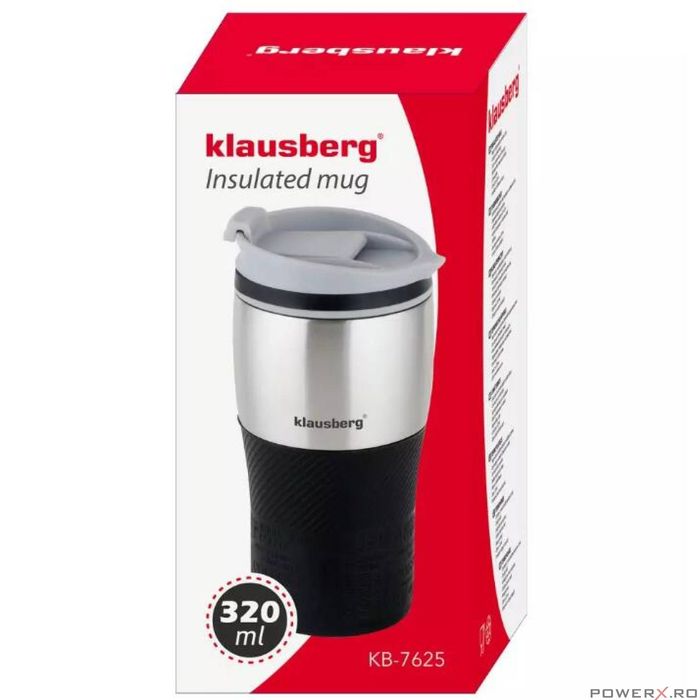Cana termica, negru, 300ml, termos, inox, Klausberg