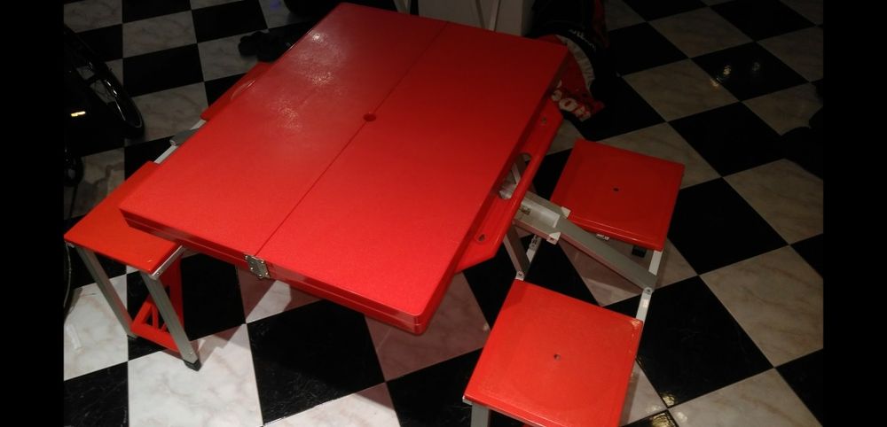MASA CAMPING plianta, practica cu 4 scaune aluminiu/plastic NOUA