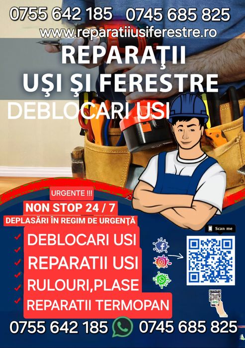 Deblocari usi/Reparatii termopane/Lacatus usi/yale uși/Reparatii usi