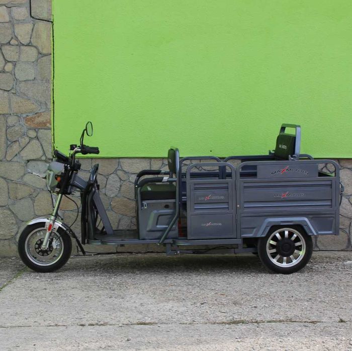 Електрическа триместна товарна триколка MaxiGo Pro, Gray, 2000W
