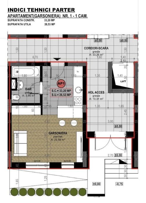 Studio cu 1 camera si cu loc parcare, bloc 2025, Tva inclus