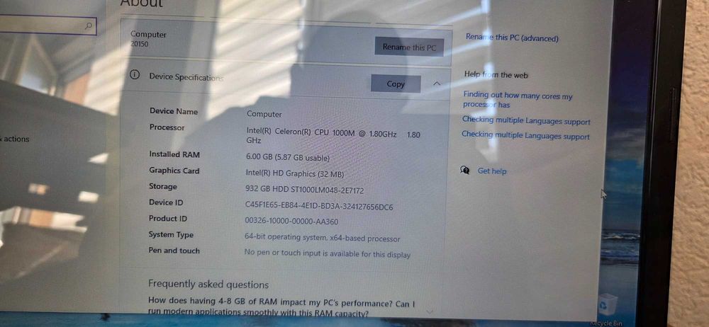 Лаптоп Lenovo G580 - HDD 1 TB