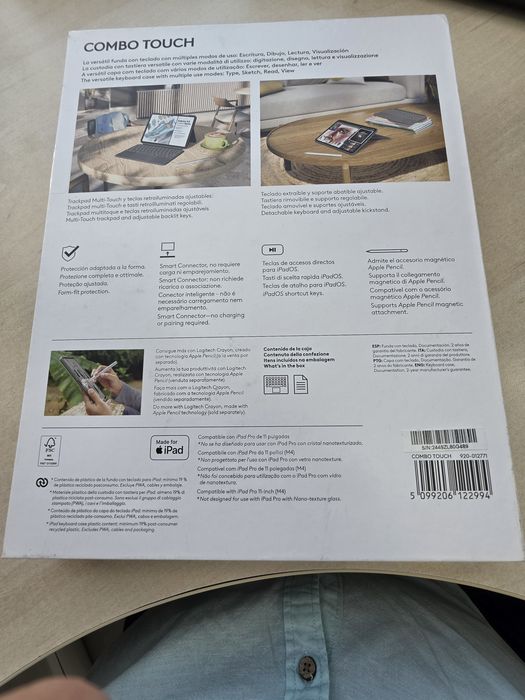 Logitech Combo Touch cu tastatură și track pad detasabile pentru iPad 11 PRO M4