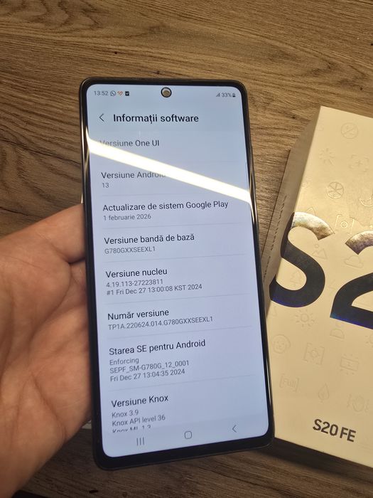 Samsung S20 Fe - 128gb - 8gb Ram - impecabil, la cutie